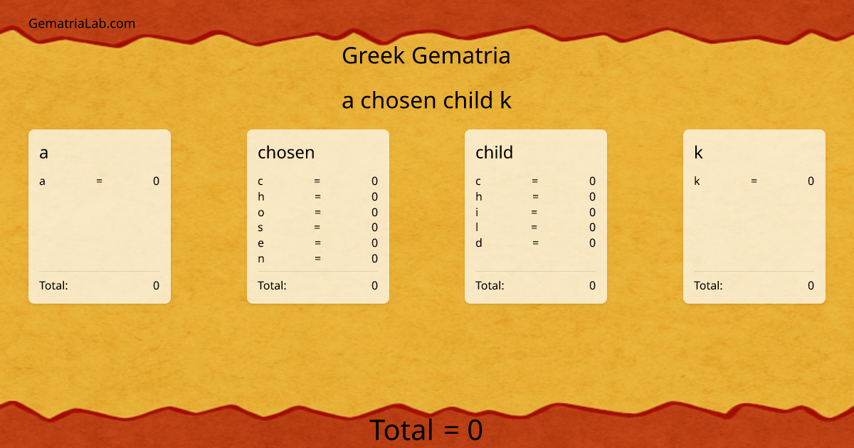 a chosen child k in greek Gematria